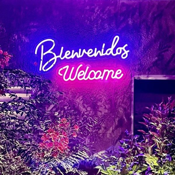 bienvenidoswelcome customneon garden sign