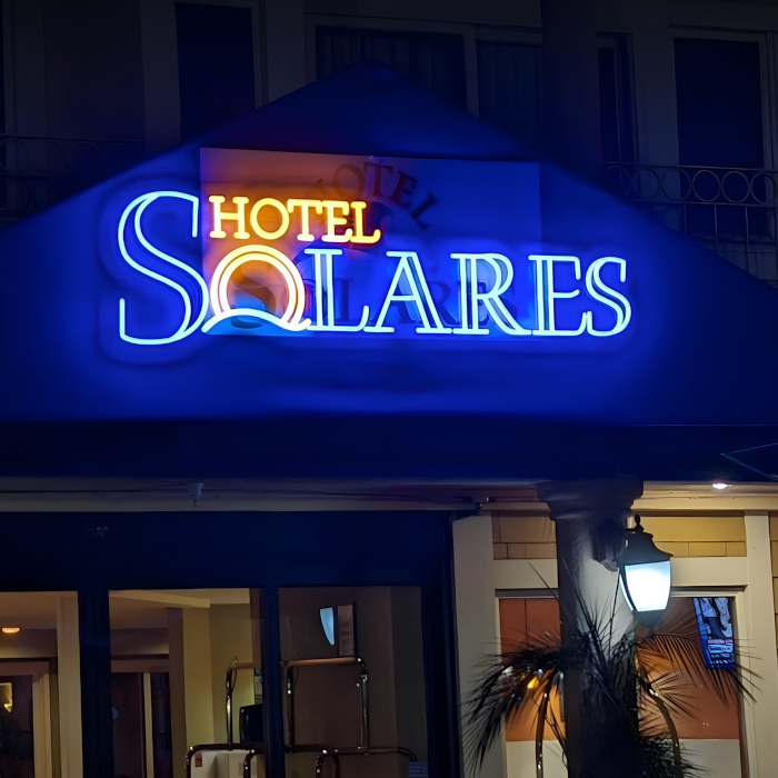 customneon outdoor logo hotel solares