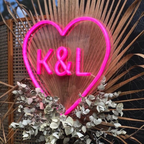 customneon pink heartwithinitials