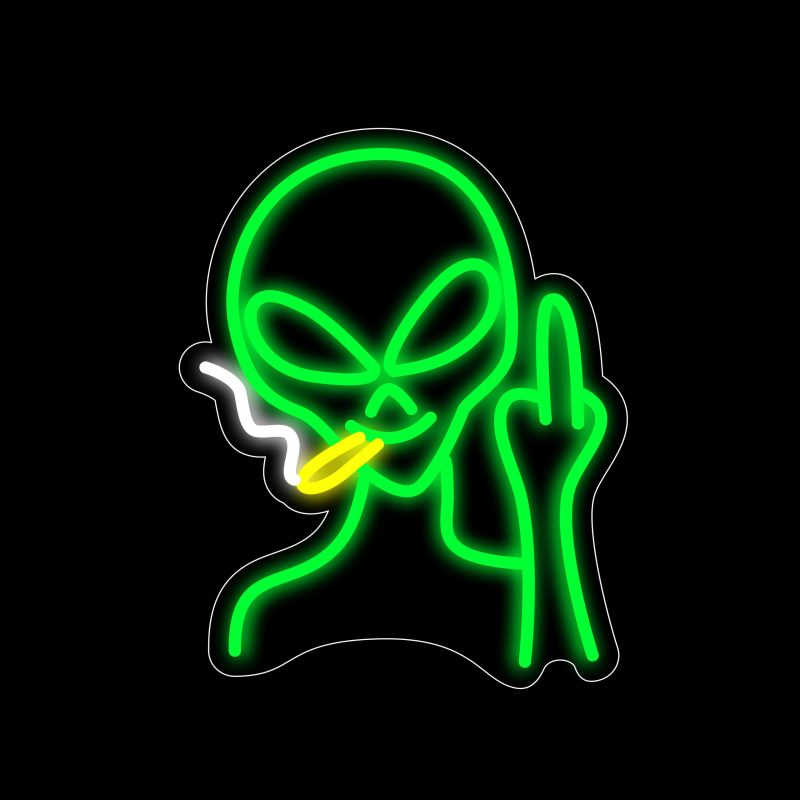 Green Alien Neon Signs 13.8*11 Inch