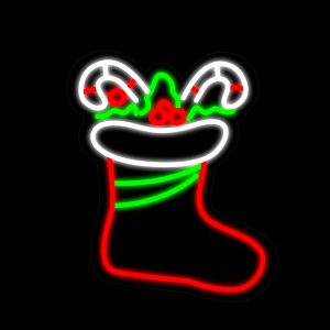 Merry Christmas Stocking Neon Signs 14.9*12.6 Inch