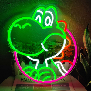 yoshii neon sign dinosaurs neon light dimmable led sign for bedroom wall decor game room, livingroom, man cave, gifts for game lovers