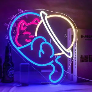 astronaut cat neon signs blue light up wall decor for bedroom bar party funny neon cat sign gifts for kids/adult/women