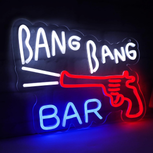 bang bang bar neon signs for wall decor neon lights for bedroom led business signs suitable for man cave bar pub restaurant christmas gift art 5v power adapter 12.2 * 15.4 inch(blue+red+white)