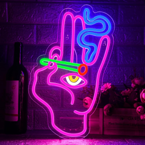 evil eye hand neon sign for wall decor pink blue led lights hamsa light signs usb connectivity eye neon light signs for bedroom game room home bar pub cafes party gift