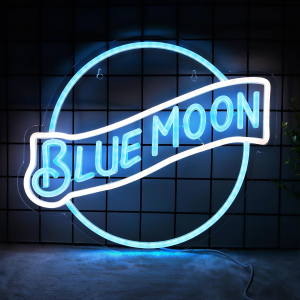 blue moon neon signs for wall decor neon lights for bedroom led signs suitable for man cave bar pub restaurant christmas birthday party gift 5v usb power, 14 * 12.2 inch(azure+white)
