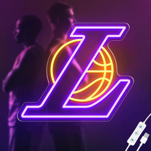 los angeles team laker logo neon sign, dimmable led neon sign for wall decor, party, sports bar, man cave, gift for basketball fans