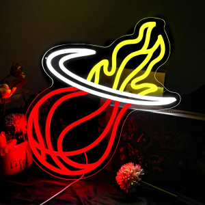 miami basketball neon sign basketball sports led sign team logo neon lights for man cave sport signs decor for bedroom bar club teens room basketball gifts for fans 15.7 * 12.9in