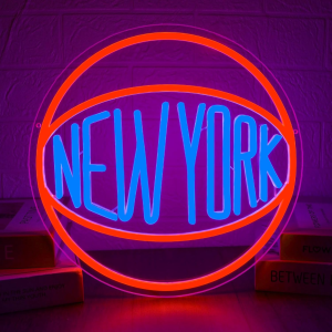 basketball new york neon sign for wall decor dimmable led powered by usb sports led light for game room, bedroom,man cave basketball wall art（12.4 * 12.4inch）