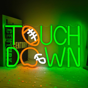 touch down neon sign football led neon sign for wall decor football helmet neon light sign rugby light up sign for man cave birthday game day bedroom tailgate party home football fans gift