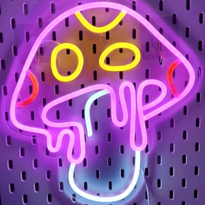 mushroom neon sign for bedroom dimmable neon light sign, neon signs for wall decor aesthetic, usb cute neon signs easy to install neon lights for bedroom, mushroom light 13x12.2 inches
