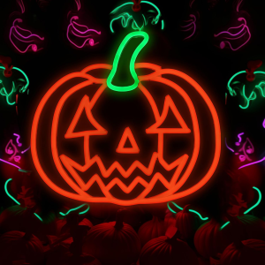 halloween neon sign, halloween pumpkin neon light battery or usb powered for wall decor, adjustable brightness halloween neon light(12.9 x 11.8 inches)