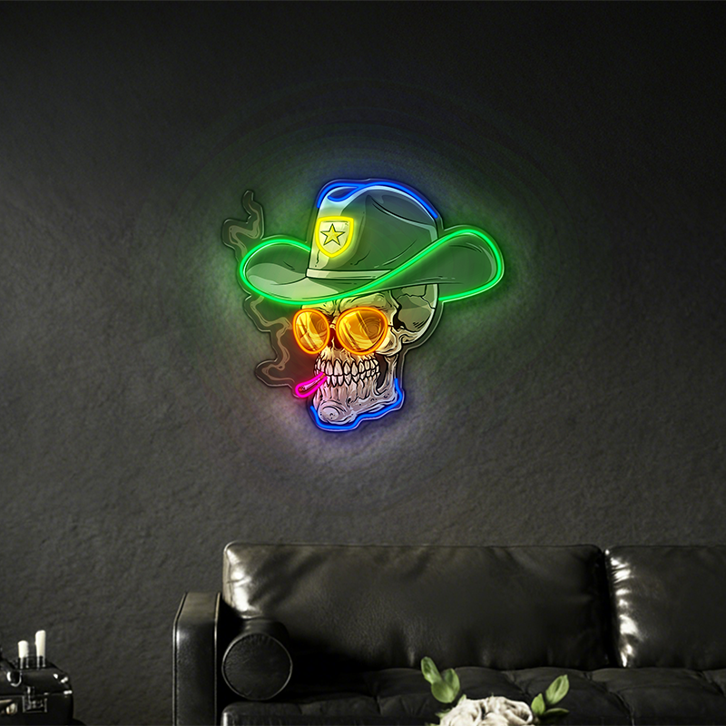 Western cowboy skull LED neon decoration