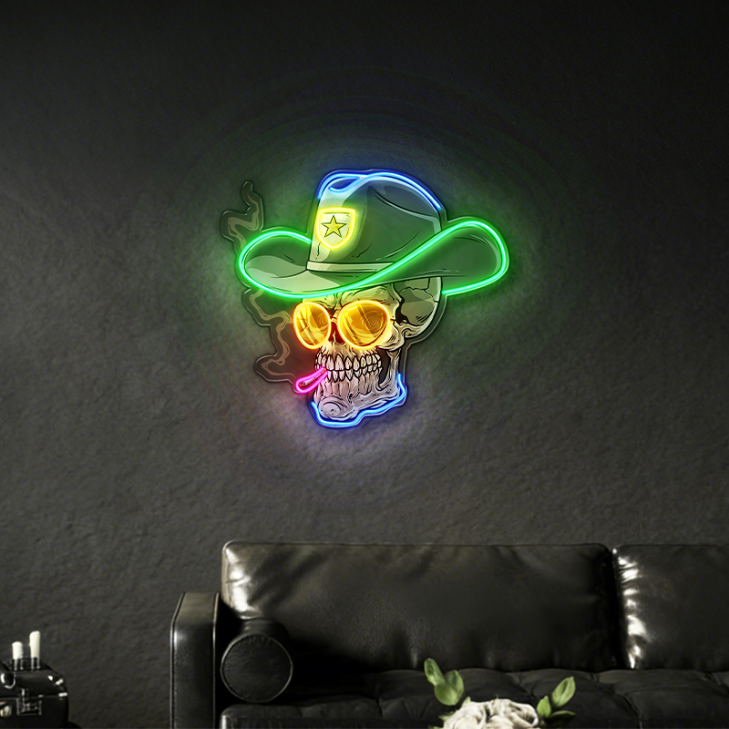 Western cowboy skull LED neon decoration - Image 2