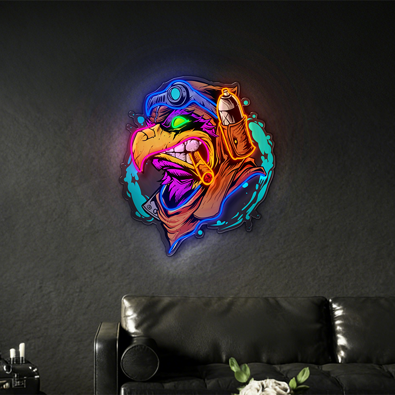 Street graffiti eagle head LED neon light decoration