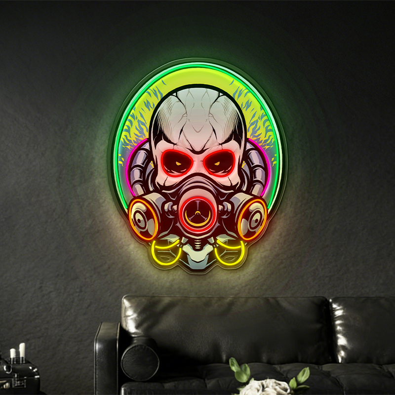 Cyberpunk gas mask skull LED neon decoration