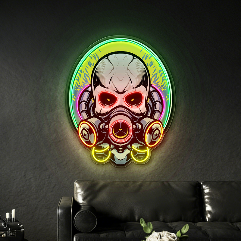 Cyberpunk gas mask skull LED neon decoration - Image 2