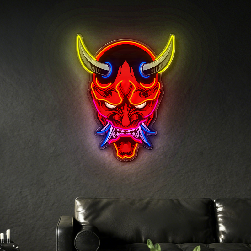 Japanese-style Hannya demon mask LED neon light decoration