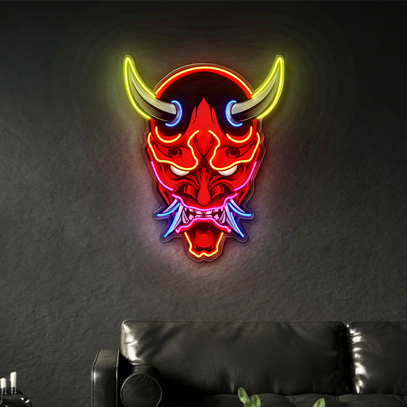 Japanese-style Hannya demon mask LED neon light decoration - Image 2