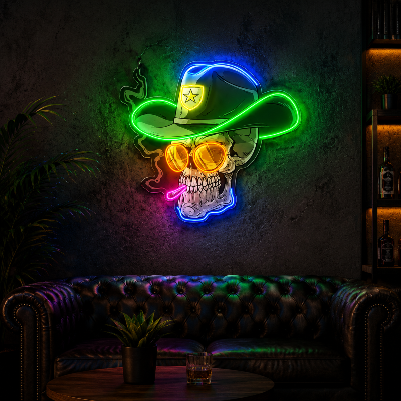 Western cowboy skull LED neon decoration