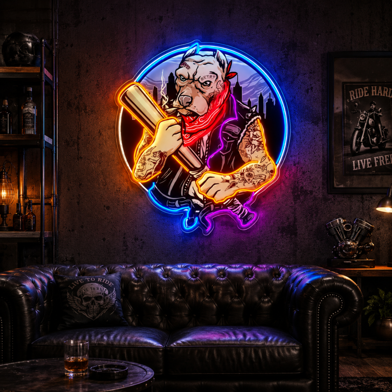 Gangster Bully Dog LED Neon Light Decoration