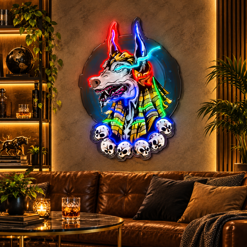 Anubis Wolf Neon Sign – Egyptian LED Wall Art