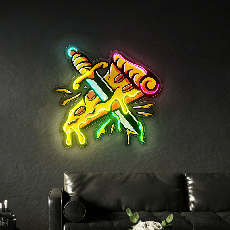 Pizza and sword cross LED neon decoration - Image 2