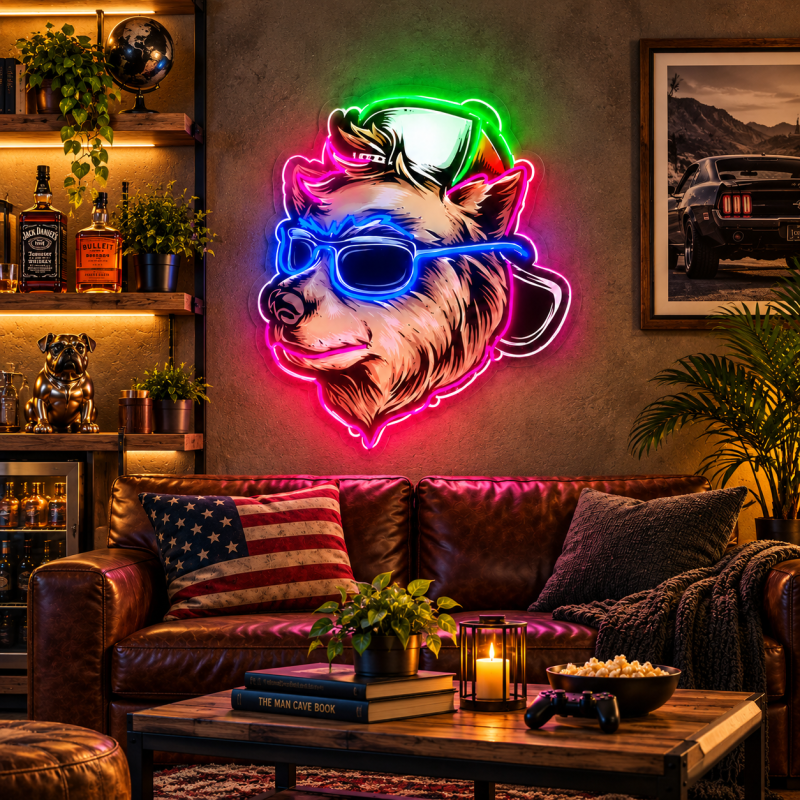 Hip Hop Dog Neon Sign – Cool Dog LED Wall Art