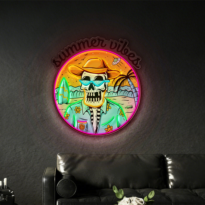 Summer-themed skull LED neon light decoration