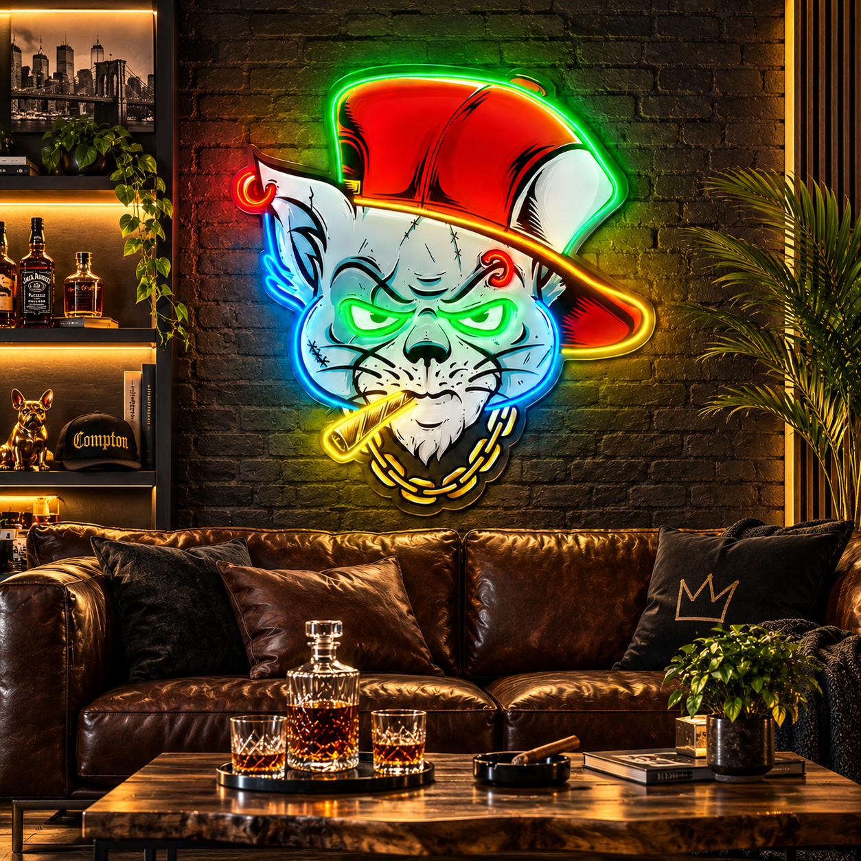 Hip Hop Gangster Cat Neon Sign – Street Style LED Wall Art