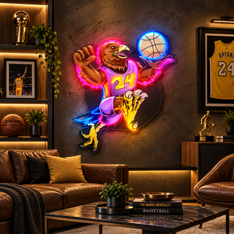 Basketball Hawk Neon Sign – No. 24 LED Sports Wall Art