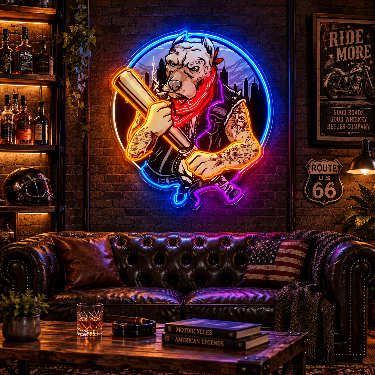 Gangster American Bully Neon Sign – Dog LED Wall Art