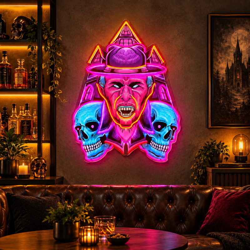 Nightmare Skull Neon Sign – Horror LED Wall Art