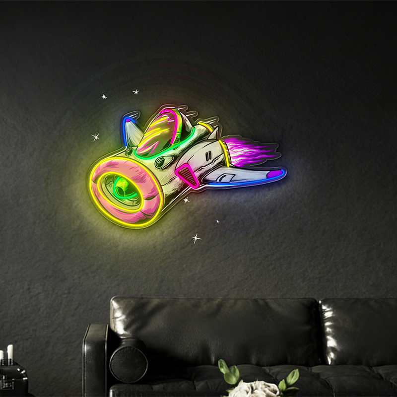 Retro sci-fi rocket LED neon decoration