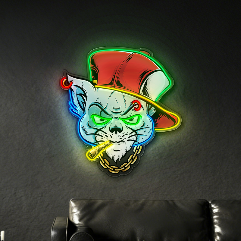Hip Hop Gangster Cat LED Neon Light Decoration