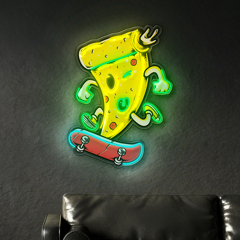 Skateboard Pizza LED Neon Decoration