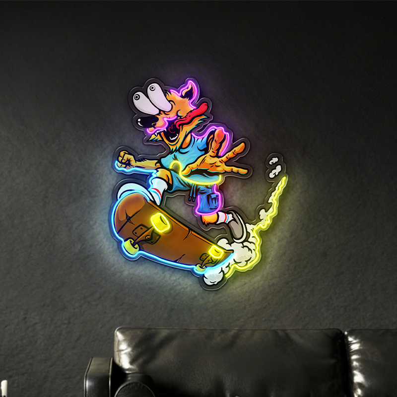 Funny skateboard wolf LED neon light decoration - Image 2