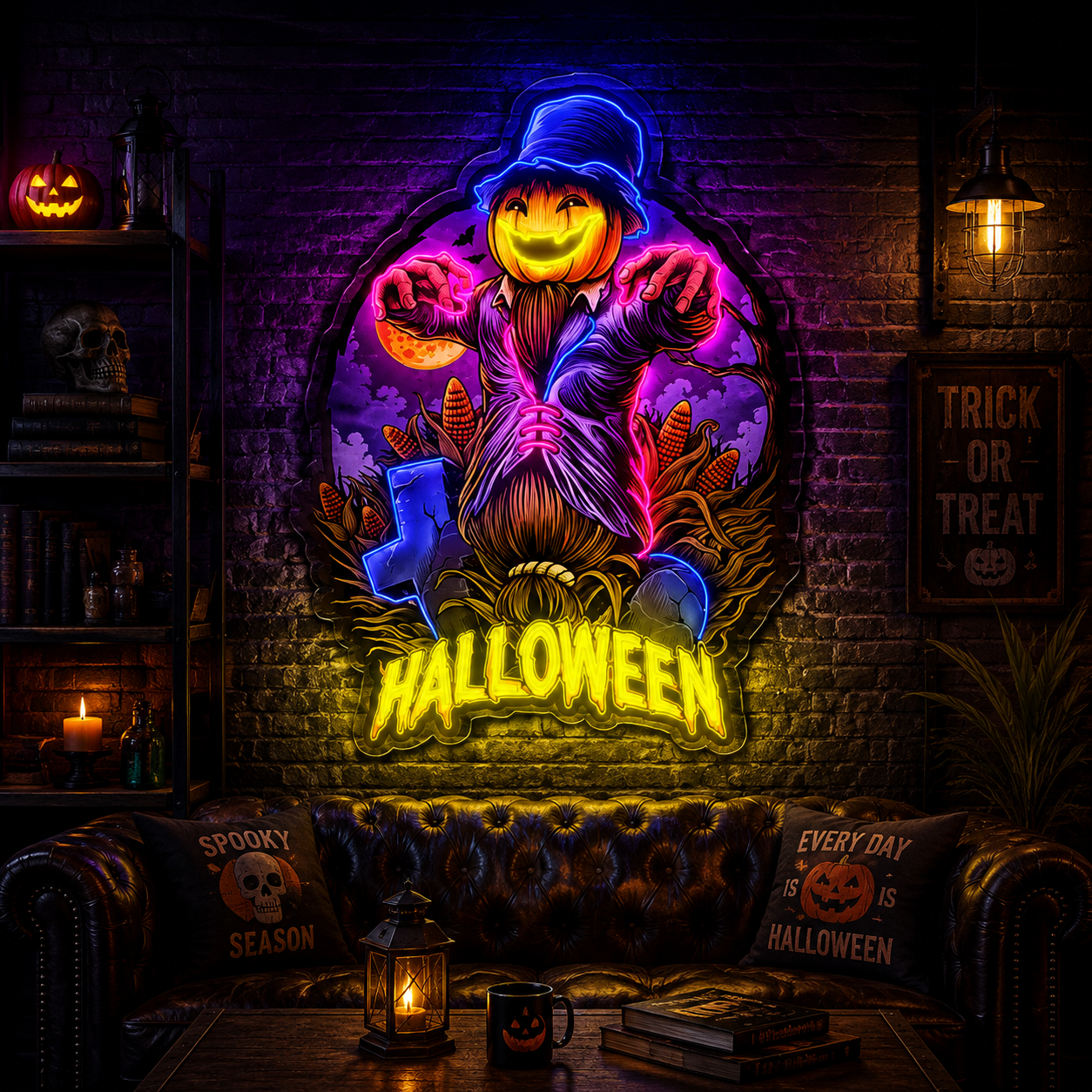 Halloween Pumpkin Scarecrow LED Neon Decoration