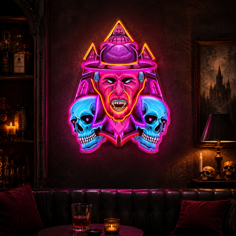 A Nightmare on Elm Street Freddy's Skull LED Neon Decoration