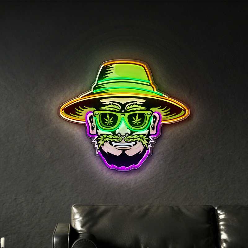Hemp Leaf Style Farmer LED Neon Light Decoration