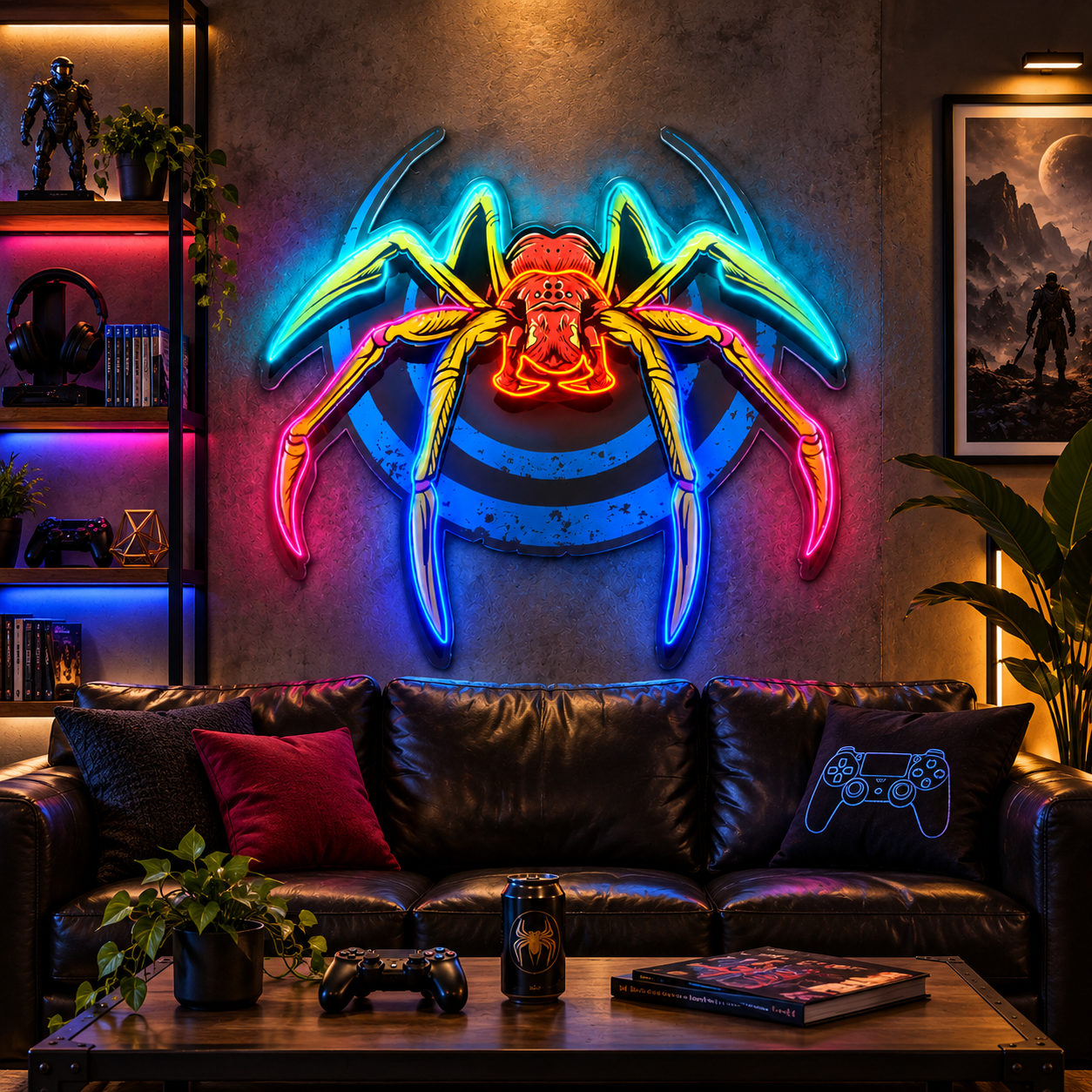 Cyberpunk Spider Neon Sign – Mechanical LED Wall Art