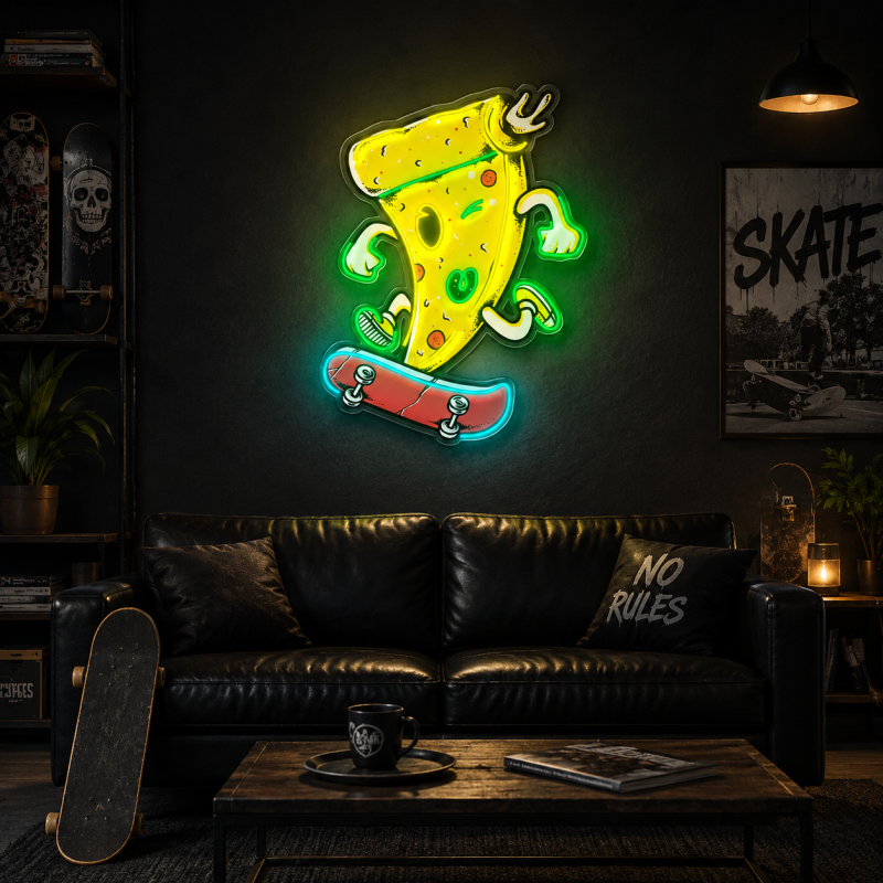 Skateboard Pizza LED Neon Decoration
