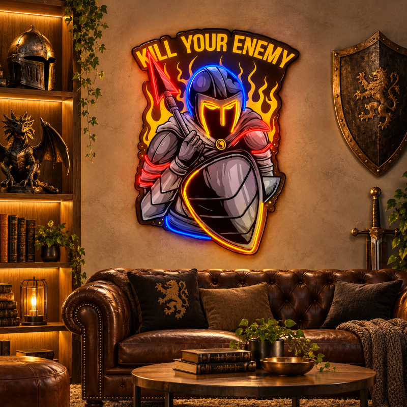 Fantasy Knight Neon Sign – Medieval Warrior LED Wall Art