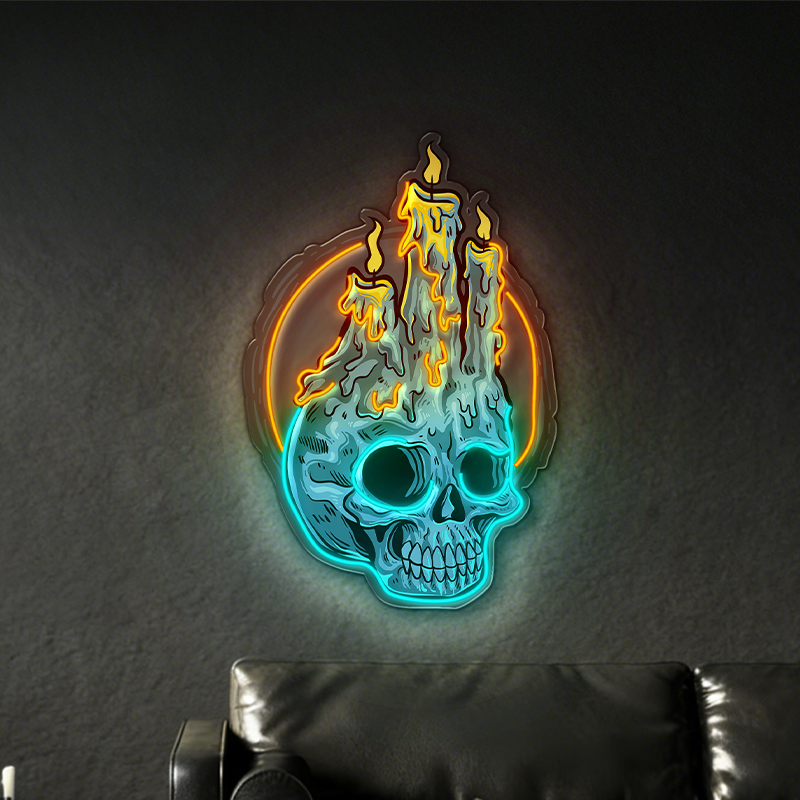 Candle Skull LED Neon Light Decoration