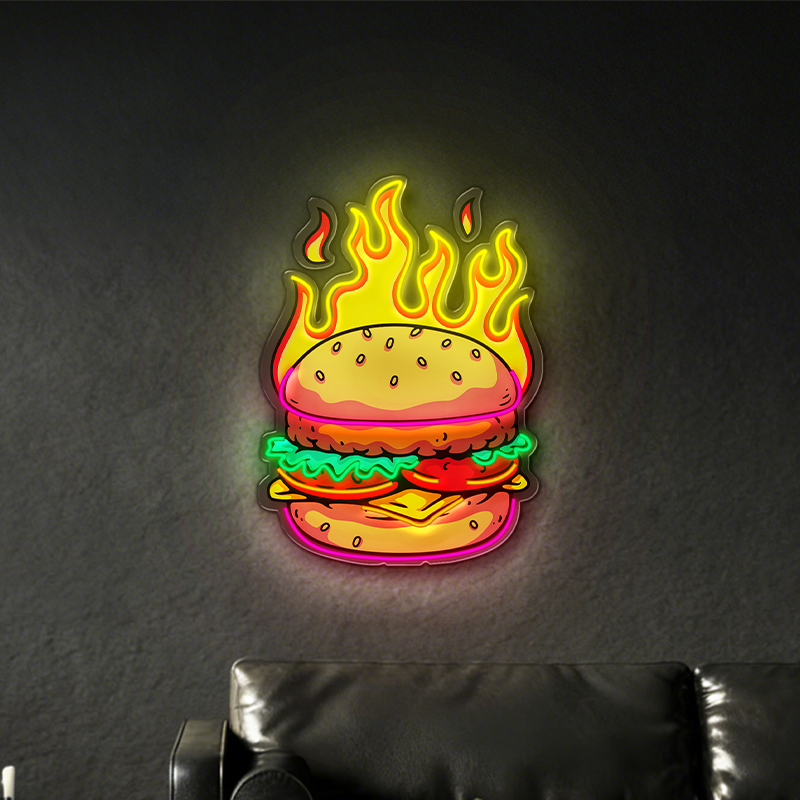 Flame Burger LED Neon Decoration