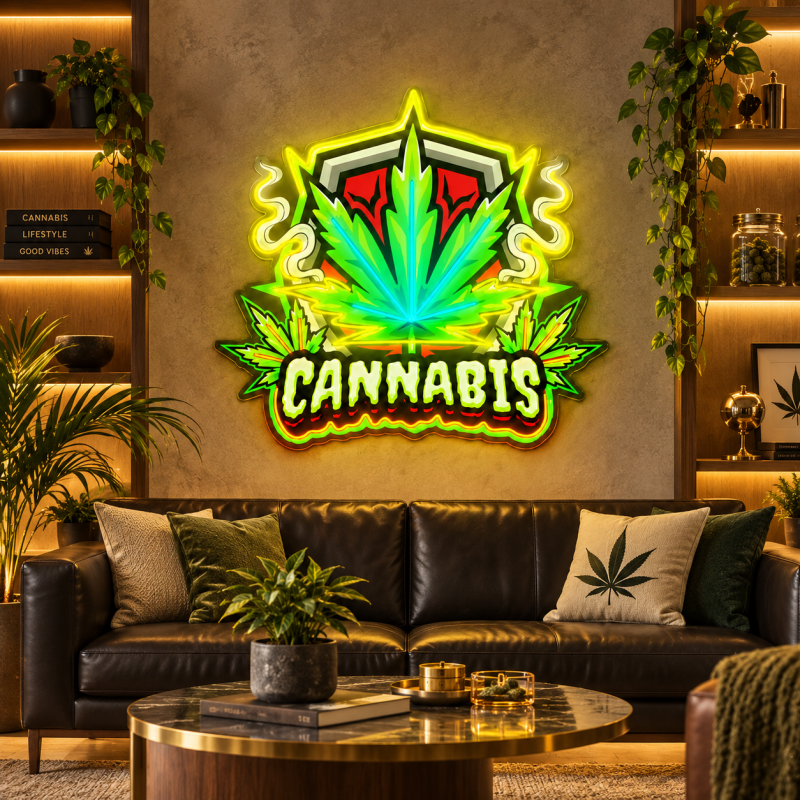 Cannabis Neon Sign – Marijuana Leaf LED Wall Art