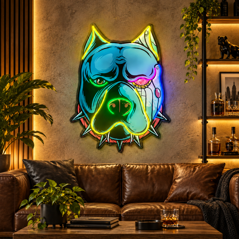 Cyberpunk Bully Neon Sign – Futuristic Dog LED Wall Art