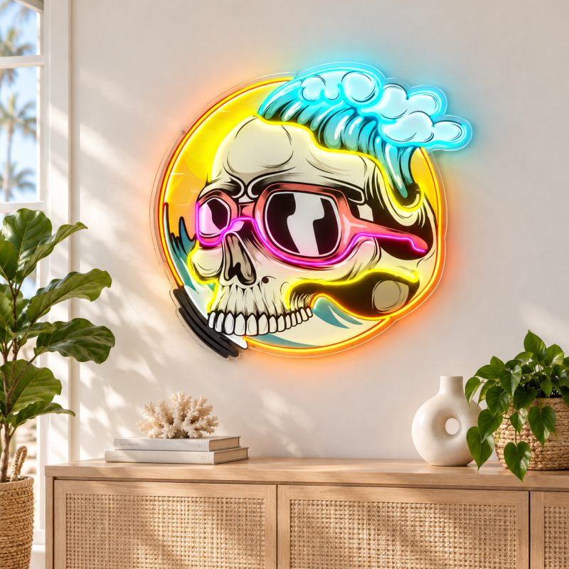 Surfing Skull LED Neon Decoration