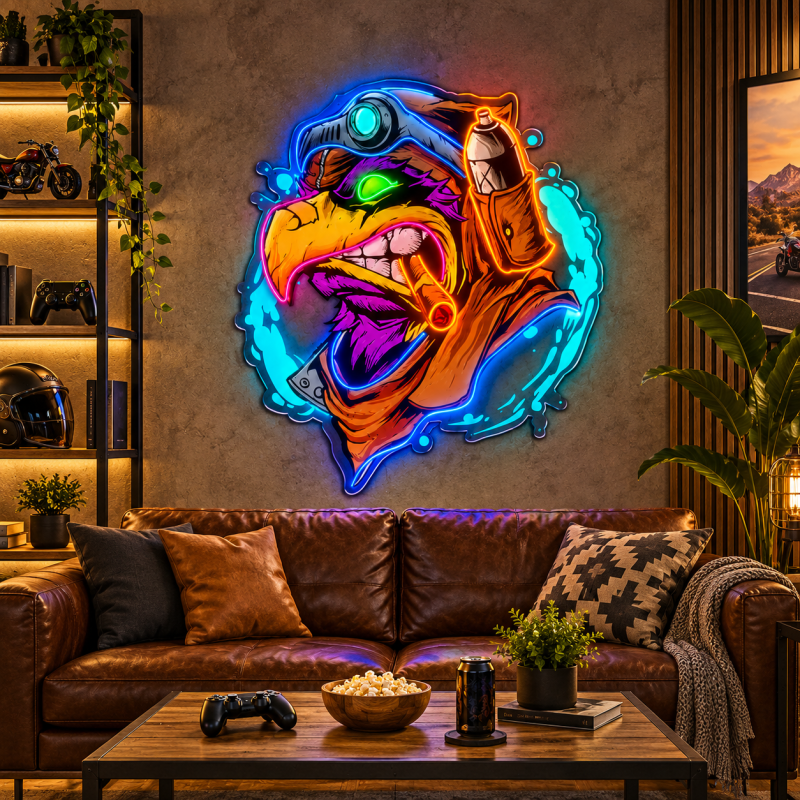 Cyberpunk Eagle Neon Sign – Futuristic LED Wall Art