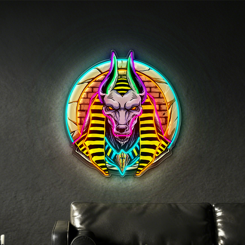 LED neon decoration of Pharaoh Anubis's head